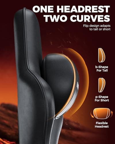 GTPLAYER Big and Tall Gaming Chair with Footrest, Ergonomic Office Desk Chair with 4.4in Thick Cushion and Wide Wingless Seat, Comfortable Leather Computer Chair, Predator Series, Black