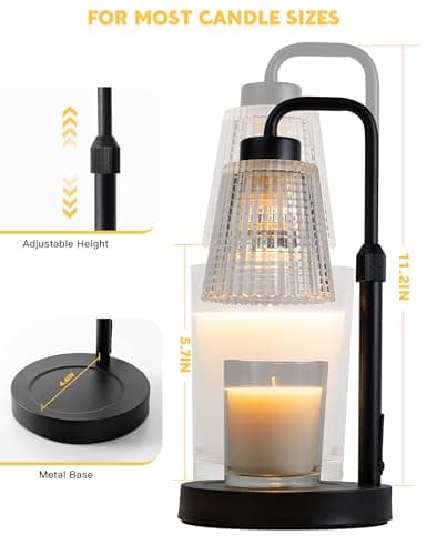 Candle Warmer Lamp with Timer Dimmable, Birthday Gifts for Women Mom, House Warming Gifts New Home Decor, Wax Melt Warmer for Jar Candles with 2 Bulbs