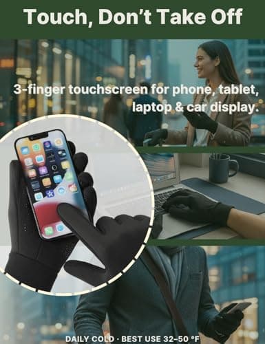 Aerynx Winter Gloves Women Men Cold Weather Touch Screen 3-Layers Liner Glove for Running, Cycling, Biking, Hiking, Driving