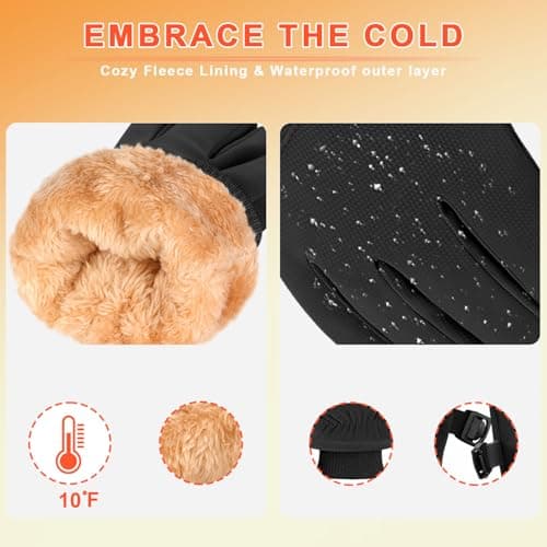 ihuan Winter Waterproof Gloves Ski for Women Men, Cold Weather Warm Thermal Touchscreen Snow Gloves for Running Cycling