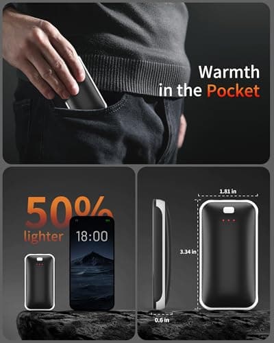Hand Warmers Rechargeable, 2 Pack Electric Hand Warmer, Reusable Portable Pocket Heater USB Handwarmers, Gifts for Men, Women, Indoor, Outdoor, Hiking, Skiing, Camping, Hunting Accessories