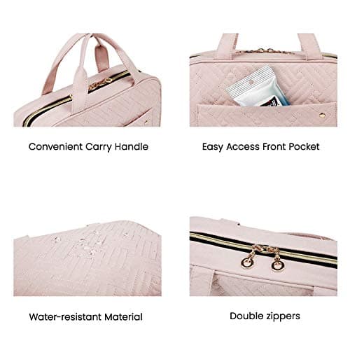 BAGSMART Large Toiletry Bag Travel Bag with Hanging Hook, Water-resistant Makeup Cosmetic Bag Travel Organizer for Accessories, Shampoo, Full Sized Container, Toiletries