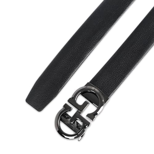 Aurolran Men&Womens Leather Dress Belt Business Automatic Buckle Belt Color-Black Silver Gold