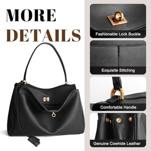 hedexe Genuine Leather Tote Bag for Women: Soft Cowhide Shoulder Handbags for Ladies - Satchel Purse for Travel Work(Large)