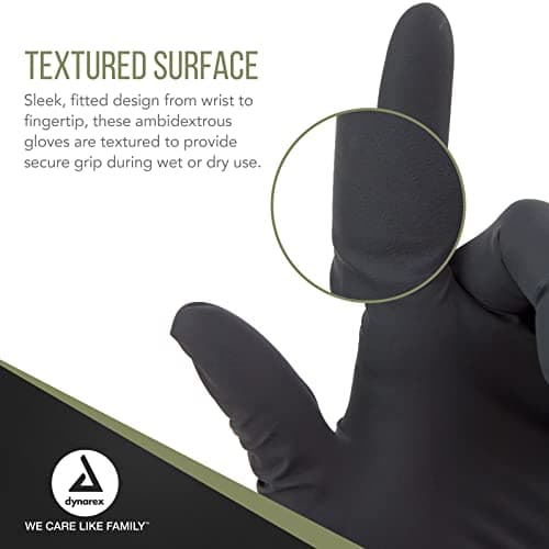 Dynarex Black Arrow Disposable Latex Exam Gloves, Powder-Free, For Healthcare, Law Enforcement, Tattoo, Salon or Spa, Black (1000, Small) [Packaging May Vary]