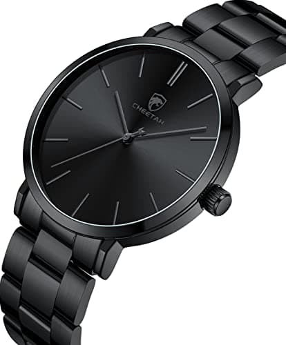 GOLDEN HOUR Men's Watches Slim Minimalist Runway Plated Stainless Steel Quartz Analog Watch