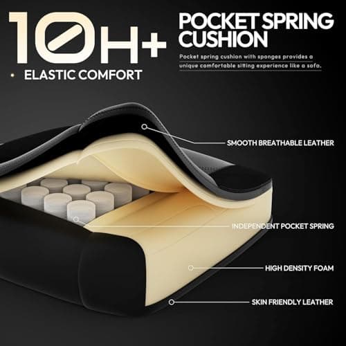 WAILOR Gaming Chair with Pocket Spring Cushion, Video Game Computer Chair with Footrest for Adults, High Back Gamer Leather Chair with Headrest and Lumbar Support for Office Gaming 300LBS