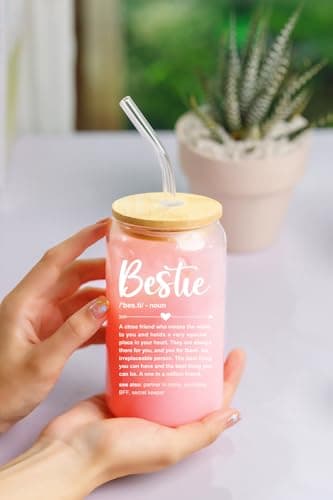 NewEleven Gift For Friends, Bestie - Birthday Gifts for Women Friendship - Unique Friendship Gifts For Women, Friend, Bestie, Bff, Soul Sister, Work Bestie - 16 Oz Coffee Glass