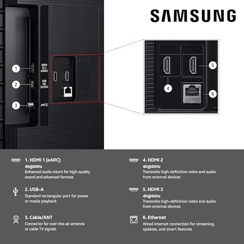 Samsung 50-Inch Class Crystal UHD U8000F 4K Smart TV (2025 Model) Endless Free Content, Crystal Processor 4K, MetalStream Design, Knox Security, Alexa Built-in