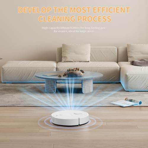 Robot Vacuum, Featuring a 3-in-1 Comprehensive Cleaning System That vacuums and mops, with 2000Pa Suction Power. This Ultra-Thin and Quiet Robot Vacuum and mop is Ideal for pet Hair