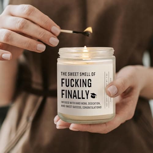 Shqiueos Funny Graduation Gifts for Her Him, Graduation Candle for Women Men Lavender Scented 7 Oz, 2025 Graduations Gifts for Masters Degree, College, High School, PhD Grad Gift for Nurse Law School