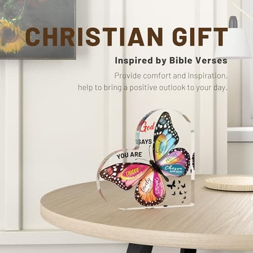 Christian Gifts for Women Birthday, Butterfly Inspirational Gifts for Friends, Mom, Sister, Girl, Female Coworker, Christian - Religious Spiritual Gift, Home Decorative Signs