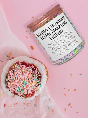 Best Friends Birthday Gifts for Women Friendship - Funny Sister Birthday Gifts for Friend Female BFF Bestie Gift for Women, Vanilla Cake Scented Bday Candles Happy Bday Decorations
