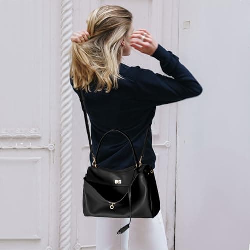 hedexe Genuine Leather Tote Bag for Women: Soft Cowhide Shoulder Handbags for Ladies - Satchel Purse for Travel Work(Large)