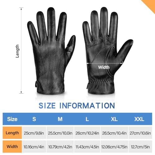 Alepo Genuine Sheepskin Leather Gloves for Men, Winter Warm Touchscreen Texting Cashmere Lined Driving Motorcycle Gloves