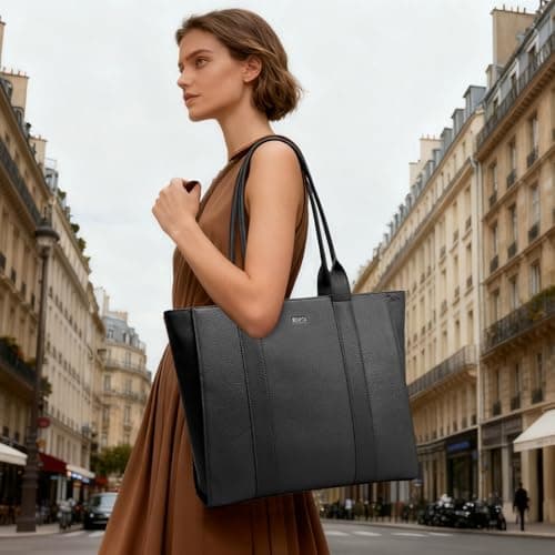 BOYATU Leather Tote Bag for Women Work: Genuine Leather Shoulder Purses - Travel Handbag with 15" Compartment