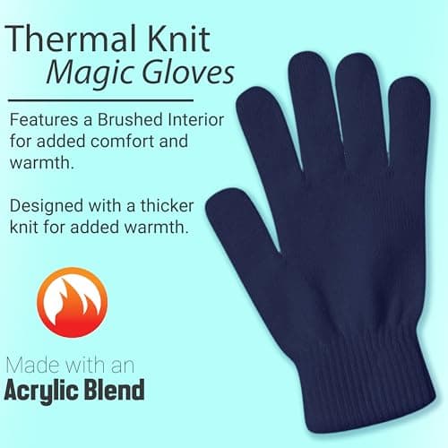 Winterlace 25 Pack Winter Gloves, Unisex Thermal Magic Glove Thick Knit Brushed Interior Bulk Bundle