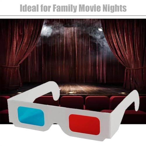3D Glasses for Movies Red/Cyan Cardboard 3D Glasses in White Frame Anaglyph Cardboard for Movies