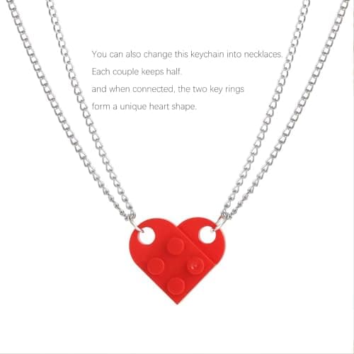 Comes in Gift Box - Heart Brick Couple Matching Keychain for Boyfriend and Girlfriend Valentine Day bf and gf Matching Stuff