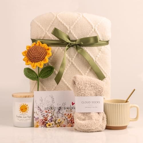 Gift Baskets for Women, Unique Birthday Gifts for Women, Best Friend Birthday Gifts, Get Well Soon Gift Basket，Sending Sunshine Gifts Sunflower Gifts, Thinking of You Care Package