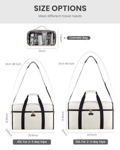 LOVEVOOK Travel Duffle Bag - Weekender & Overnight Bag with Toiletry & Wet Pocket, Carry-On Size, 3pc Set