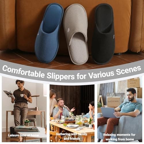 Takeaslip Mens Memory Foam Slippers Lightweight House Shoes for Indoor Outdoor Travel