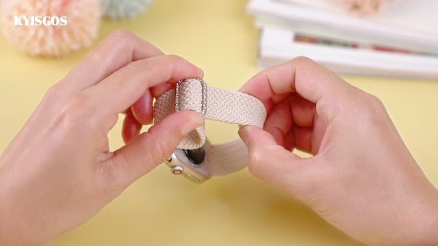 KYISGOS Stretchy Solo Loop Compatible with Apple Watch Band 42mm 41mm 40mm 38mm Women, Nylon Strap with Bling Pearl and Diamond Buckle for iWatch Series 11 10 9 8 7 6 5 4 3 2 1 SE (Black/Rose Gold)