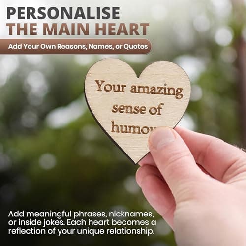 10 Reasons Why I Love You Wooden Hearts - Romantic Anniversary and Valentine’s Gift with 10 Unique Messages in Hessian Bag - Thoughtful Keepsake for Him or Her - Eco-Friendly No Plastic