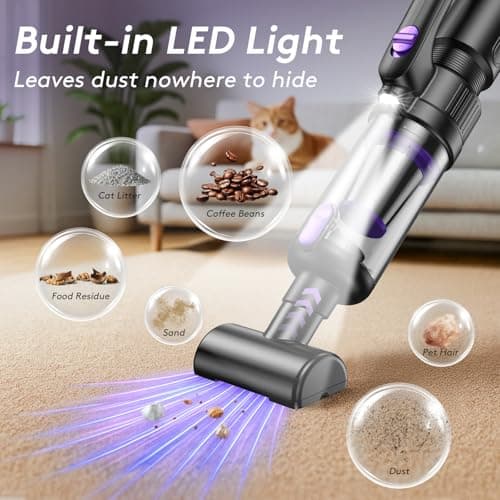 SWMRDN Car Vacuum Portable Cordless, 20000Pa Mini Vacuum Cleaner & Air Duster, 130W Brushless Motor Handheld Vacuum Cordless with LED Light, 7800mAh Battery, Multi-Nozzles for Car, Office, Home, Pet