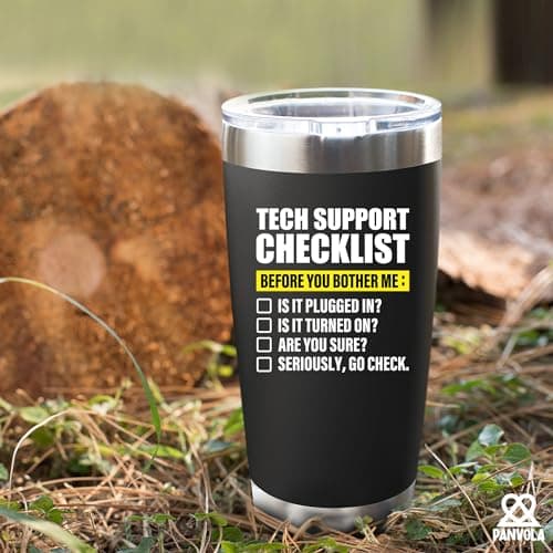 Panvola Tech Support Checklist Technical Support Gifts Computer Programmer Vacuum Insulated Tumbler Travel Mug (20 oz)