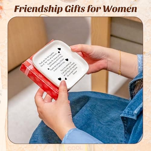PUDDING CABIN Friend Birthday Gifts for Women,Friendship Thank You Ring Trinket Dish,Going Away Gifts for Friends,Long Distance Gifts for Women Moving Retirement Gifts For Woman