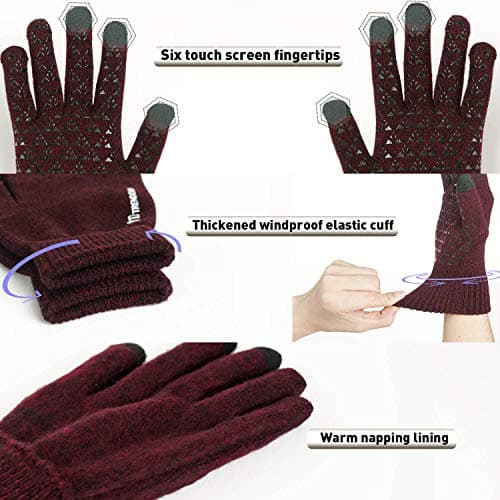 TRENDOUX Winter Gloves for Men Women - Upgraded Touch Screen Cold Weather Thermal Warm Knit Glove for Running Driving Hiking