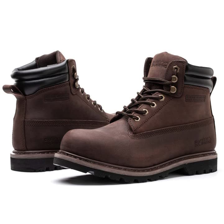 SAFETY LOONG Work Boots for Men Waterproof Soft Toe Non Slip Comfortable Leather Workboots