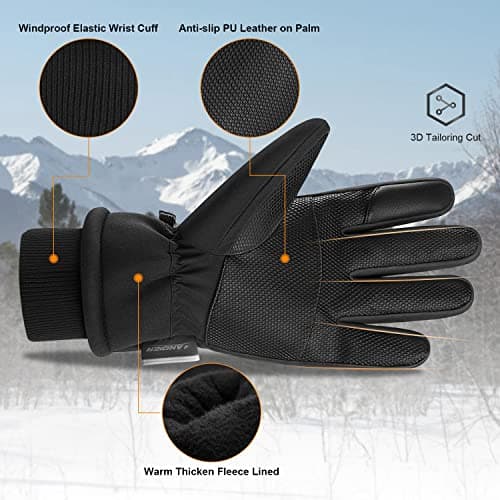 anqier Winter Gloves -30℉ Waterproof Windproof Thermal Touchscreen Gloves for Ski Hiking Running Men and Women
