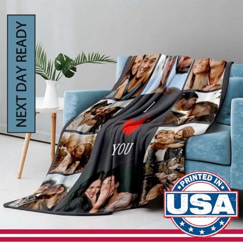 Ships Next Day, Custom Photo Blanket I Love You Girlfriend Boyfriend Gifts, Personalized Blankets Couples Gifts Christmas Blankets Women Gifts