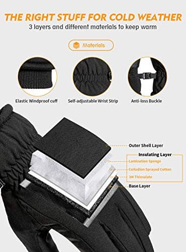 TRENDOUX Winter Gloves for Men Warm: 3M Thinsulate -20℉ Windproof Waterproof Ski Women Glove with Touchscreen Thermal Lining Anti-Slip for Work Cycling Motorcycle Snowboarding