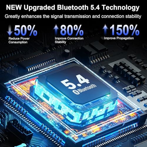 Wireless Earbuds, 2025 Bluetooth 5.4 Headphones Bass Stereo, Ear Buds with 4 Mics ENC Noise Cancelling, Bluetooth Earbuds 48H Playtime LED Display Charging Case, IP7 Waterproof in Ear Earphones white
