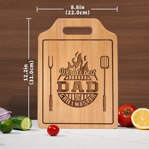 AceThrills Dad Birthday Gift for Dad Gifts Who Wants Nothing from Daughter Son - Engraved Bamboo Cutting Board 12.3"L x 8.7"W x 0.4"Th