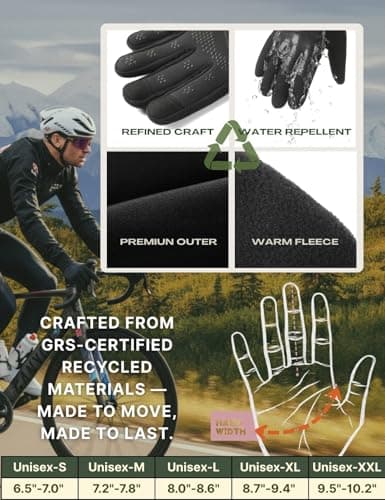 Aerynx Winter Gloves Women Men Cold Weather Touch Screen 3-Layers Liner Glove for Running, Cycling, Biking, Hiking, Driving