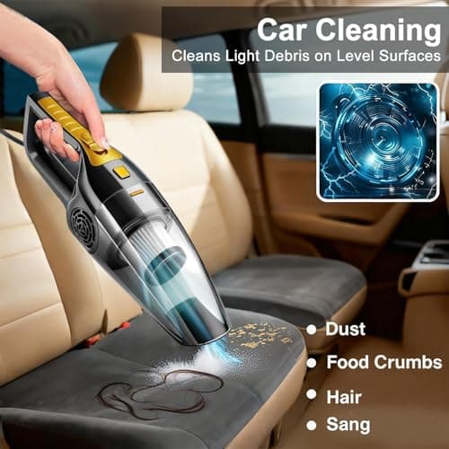 BOYMOO Car Vacuum Cleaner – 9000PA High Power Suction, DC 12V Portable Handheld Auto Vacuum with Attachments, Mini Car Interior Cleaner for Pet Hair, Dust, Crumbs, and Debris (Midnight Black)