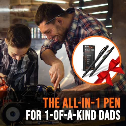 RAK Multitool Pen - Multi-Tool Pens, LED Light, Flathead, Phillips Screwdrivers, Level, Ruler, Bottle Opener, and Stylus. Cool Gadgets Gifts for Men, Dad, EDC Pen Tool, Gift-Ready Box, Pack of 2