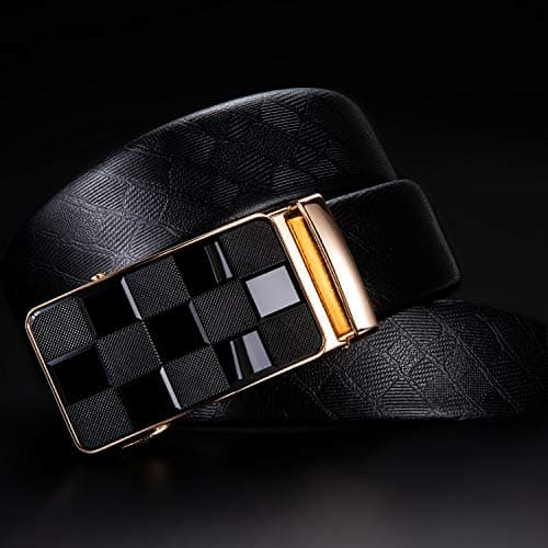 Dubulle Designer Ratchet Belt for Men Leather Fashion Adjustable Automatic Buckle Sliding Removable Dress Casual