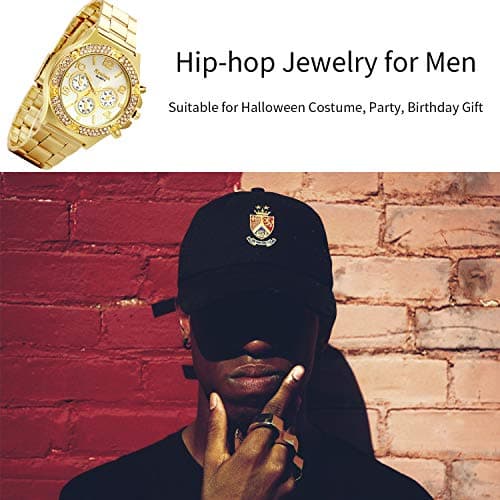 Lancardo Gold Hip-Hop Watch for Men [Upgraded] Japan Quartz 3ATM Waterproof Dress Casual Watch