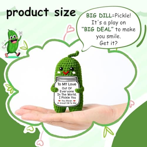 I Love You Gifts for Her, Him, Wife, Husband, Couple, Romantic Gifts for Boyfriend Girlfriend, Anniversary Perfect Gifts for Women Men, Handmade Crochet Pickle