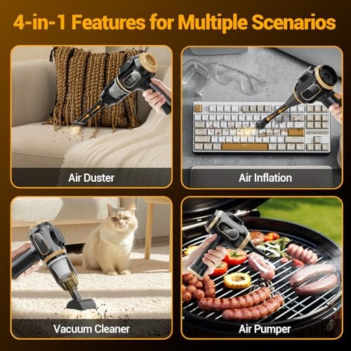 Scstartx Portable Car Vacuum Cordless Mini Handheld Vacuums Cleaner Rechargeable with LCD Display and Multi-Nozzles, High Power Hand held Cleaners for Car, Home, Office, Sofa, Pet Hair,Keyboard