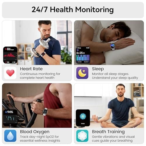 Smart Watch with Alexa Built-in, 1.83" HD Touchscreen Fitness Tracker with Bluetooth Calling, Fitness Watch with Heart Rate/Sleep Monitor/120+ Sports, IP68 Waterproof Smartwatch for Android iOS, Gray