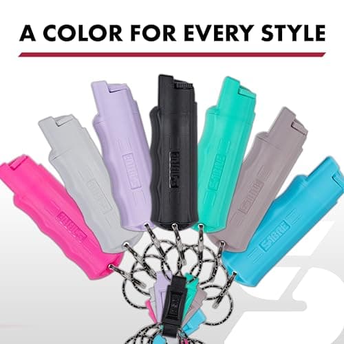 SABRE Pepper Spray - Quick Release Keychain for Easy Carry & Fast Access, Max Police Strength Self Defense OC Spray With UV Dye, 10 Sec. Spray Time, Finger Grip - Faster Aim, 0.54 fl oz, Secure Safety