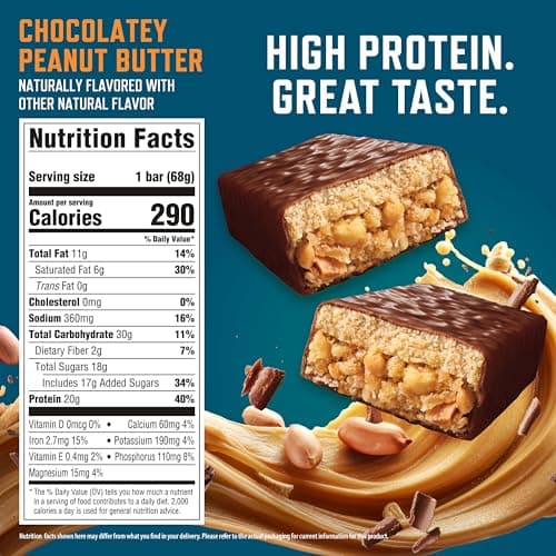 CLIF BUILDERS Protein Bars - Chocolate Peanut Butter Flavor - 20g Plant Based Protein - Gluten Free - Non-GMO - Low Glycemic - No Artificial Sweeteners - Value Pack, 2.4 oz. (12 Count)