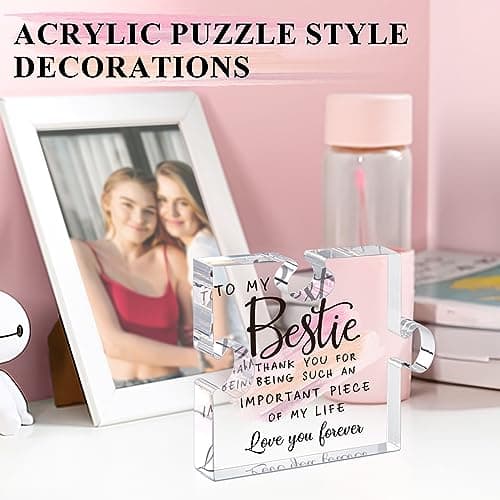 Bestie Gifts for Women Friendship - 0.6" Thickness Acrylic Puzzle & Gift Box,Gifts for Friends Female,Friend Keepsake for Women Birthday,Bff Soul Sister Work Bestie Gift for Thankgiving Present