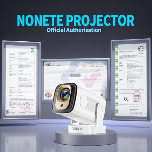 【Built-in Apps】Mini Projector 1080P with WiFi 6 and Bluetooth 5.4, 4K Full HD Projector Features Auto Focus & Keystone, Portable Projector Support 270° Rotatable, Compatible with Phone/HDMI/USB-White